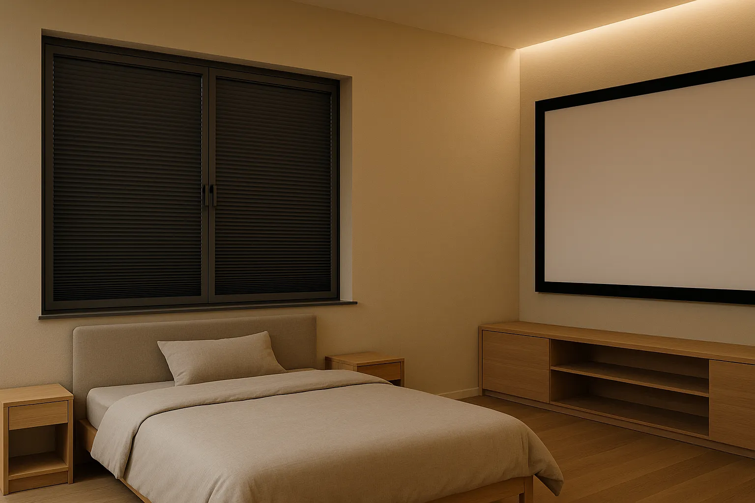 Modernes Interieur mit reduziertem Plissee-Design